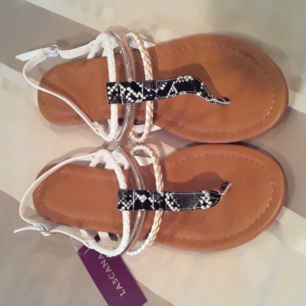 NEW Lascana/Venus snake print and gold strap sandals